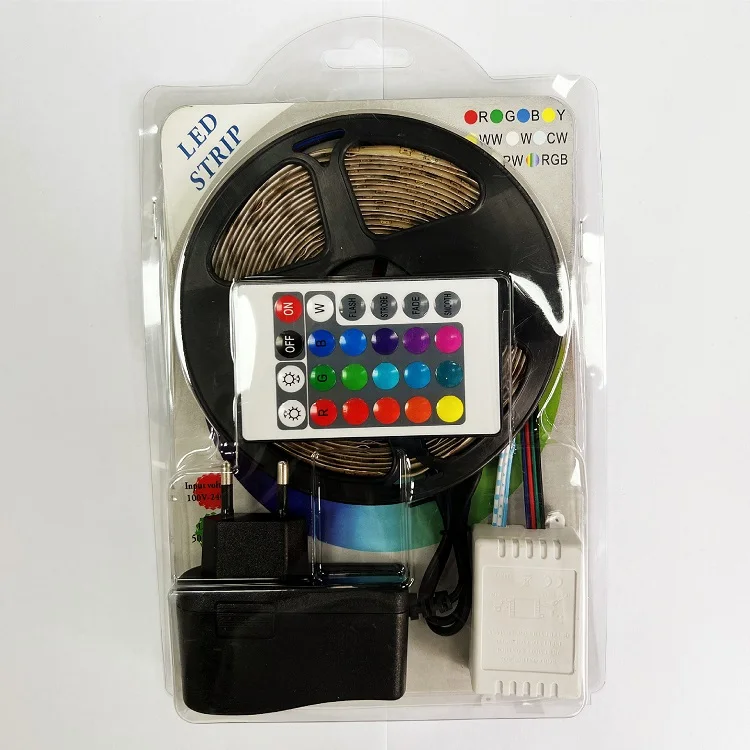 DC 12V 300LED светодиодный свет 5 м Декодер каналов кабельного телевидения с 24 44-клавишный пульт дистанционного управления адаптер 2835 цветных (RGB) светодиодных лент света