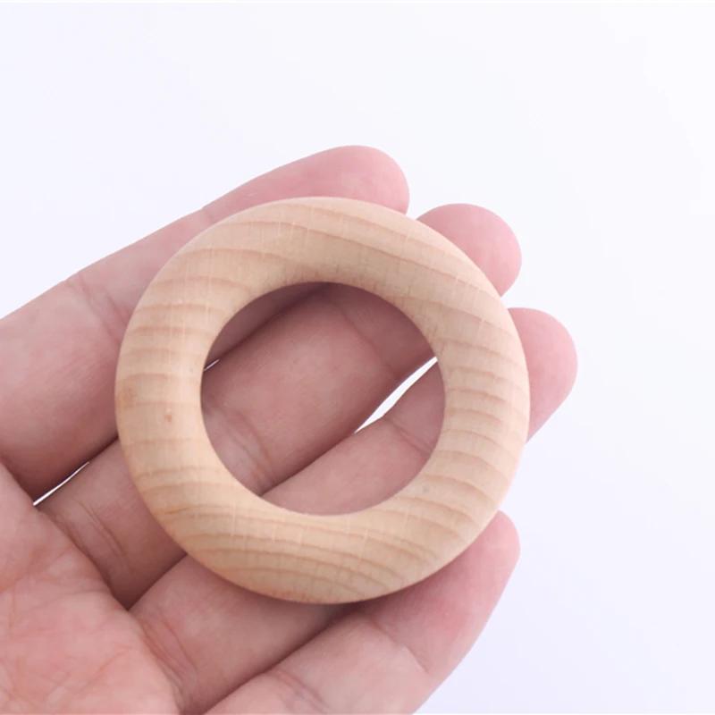 Wholesales High Quality Beech Wooden Circle Ring Baby Teething Ring Unfinished Smooth For DIY