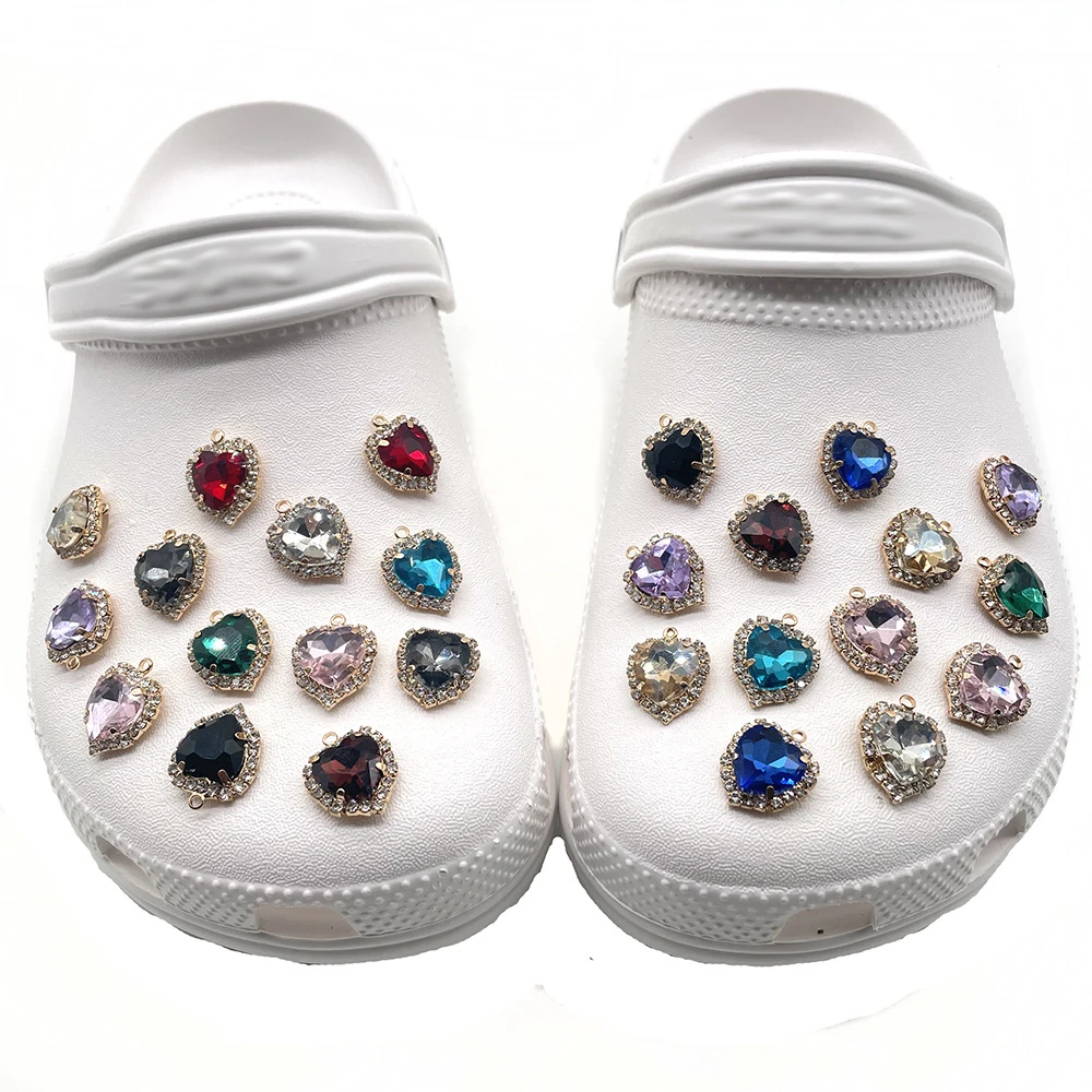Colorful Luxury gem shoe decoration accessories metal bling rhinestone shoe charms for clog croc wholesale
