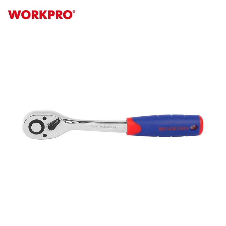 WORKPRO 1/2-Inch Drive x 8-Inch Quick Release Ratchet 72T Ratchet Socket Wrench with curved handle