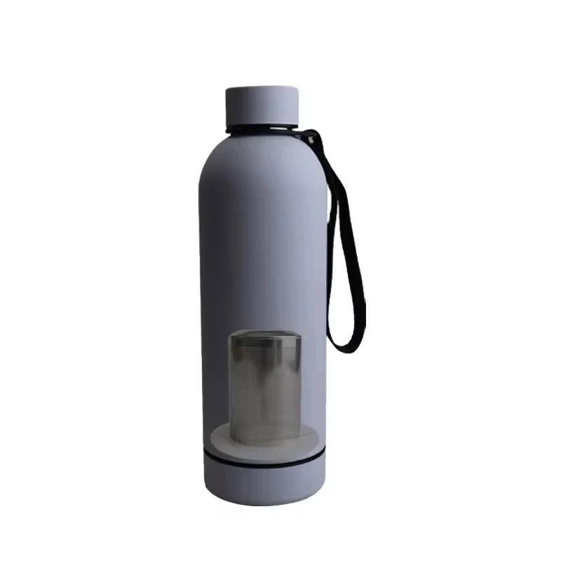 500Ml Narrow Mouth Sports Double Wall Stainless Steel Vacuum Flask  Water Bottle With Strap Filter