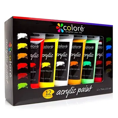 non-toxic12 color  premium acrylic paints 75ml set
