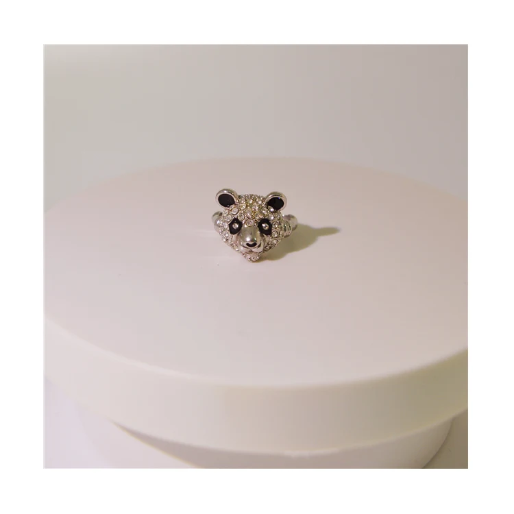 China Guangzhou Low Price Crystal Zircon Personality Panda Ring Pop Fashion Ring