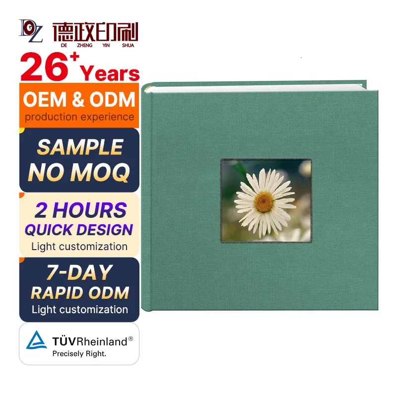 wholesale 600 Family Green Linen Cover Sewn Bonded Extra Large Wedding Baby Memo Journal photo albums