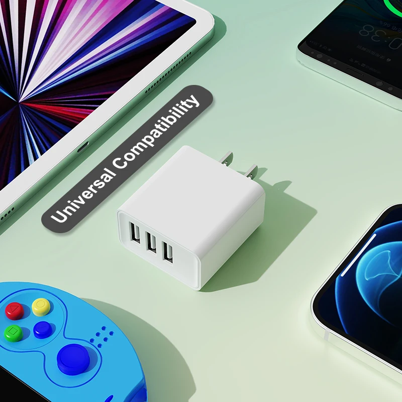 12W 3-Port USB Plug Cube chargers Fireproof Material USB Cube Power chargers adapters for iPhone