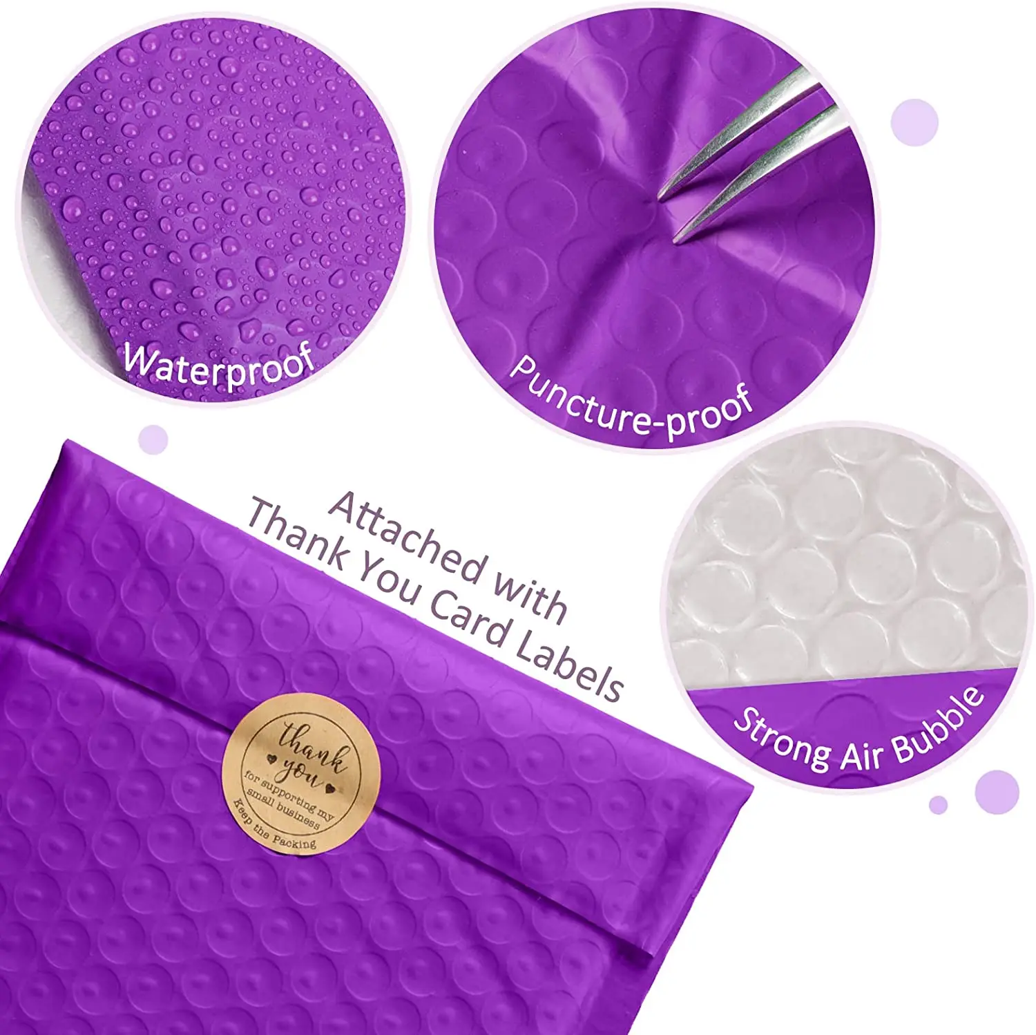 Custom Recycle 6x9 Purple Air Bubble Padded Envelopes Shipping Packaging Bags Customized Poly Bubble Mailers With Logo Printed