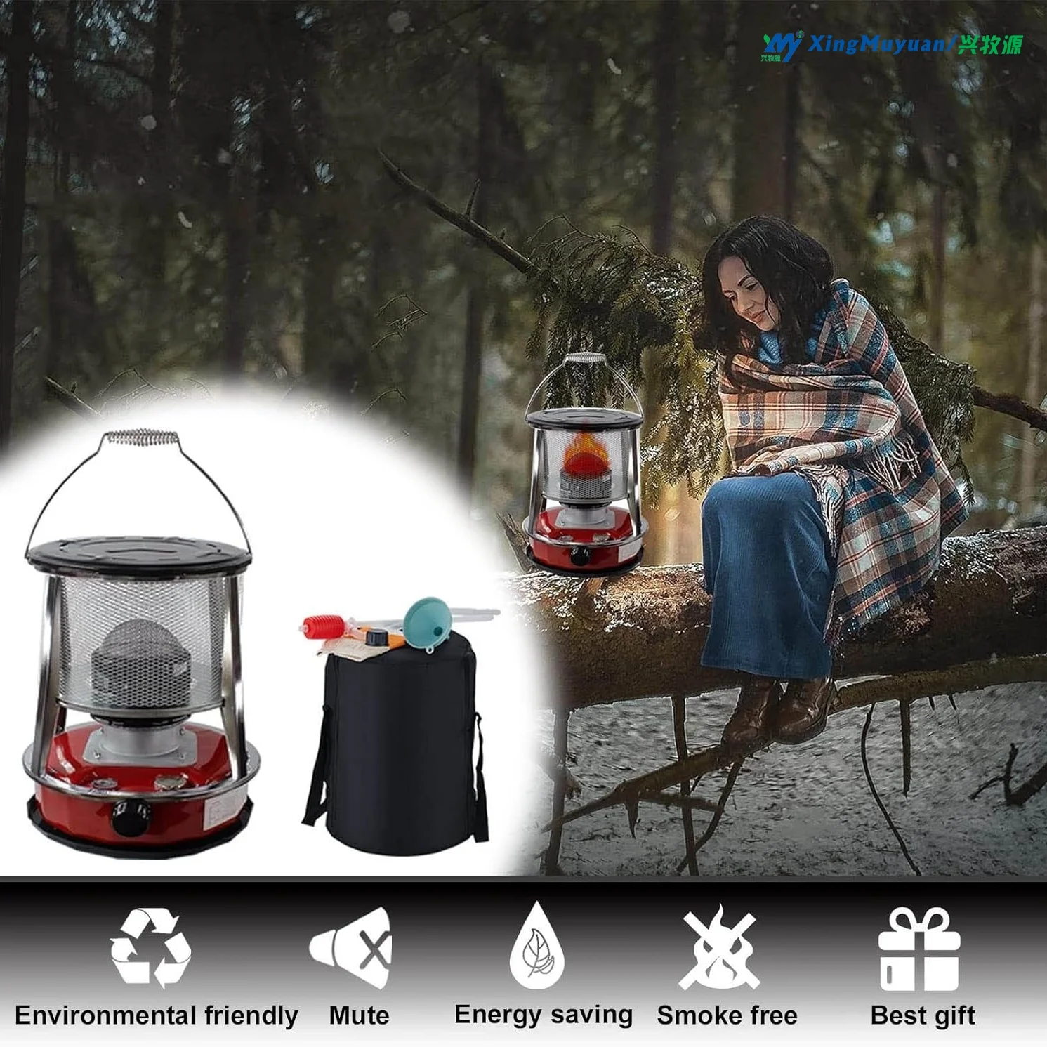 4.6L Kerosene Stove Heater with Stove Bag Lightweight Portable Stainless Steel Oil Heater Glass Burner for Indoor Camping