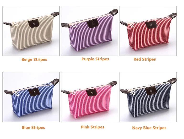 wholesale promotion personalized custom logo makeup cases foldable zebra stripped nylon cheap cosmetic bag with zipper