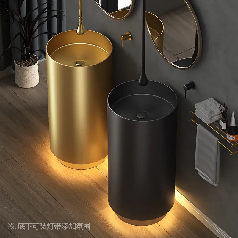 SUS304 Stainless steel 800*400mm Basin sink Floor standing Luxury Wash basin Gold Popular bathroom pedestal basin sink