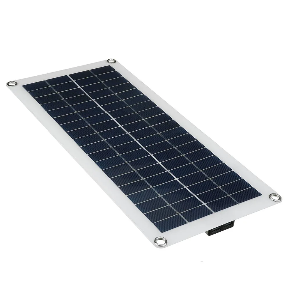 10W 30W 100W Polysilicon Solar Flexible Panel Car Battery Boat Battery Charging Outdoor Camping Dual Output Solar Panel