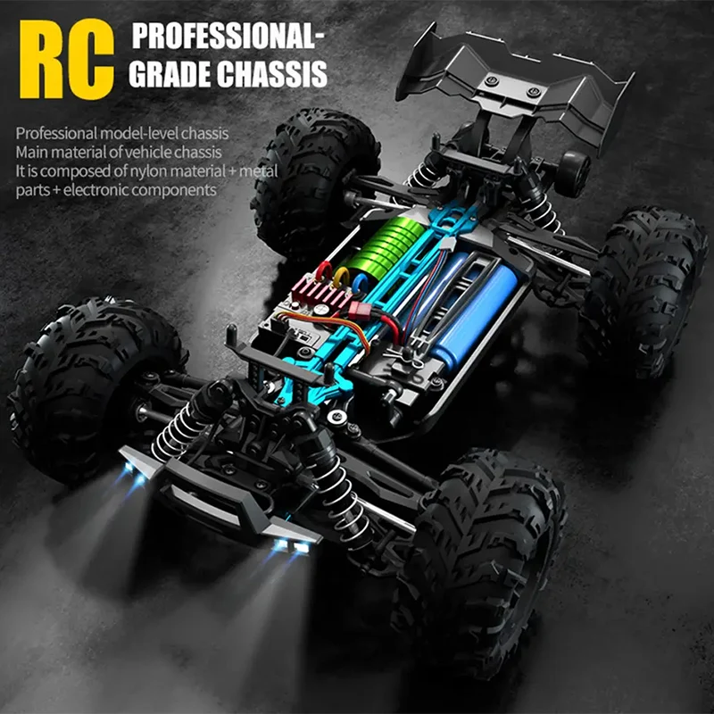 SCY 16101 Pro Drift Alloy Metal Led Hydraulic 70km High Speed Remote Control RC Trail Truck Brushless Toy Vehicle For Boys