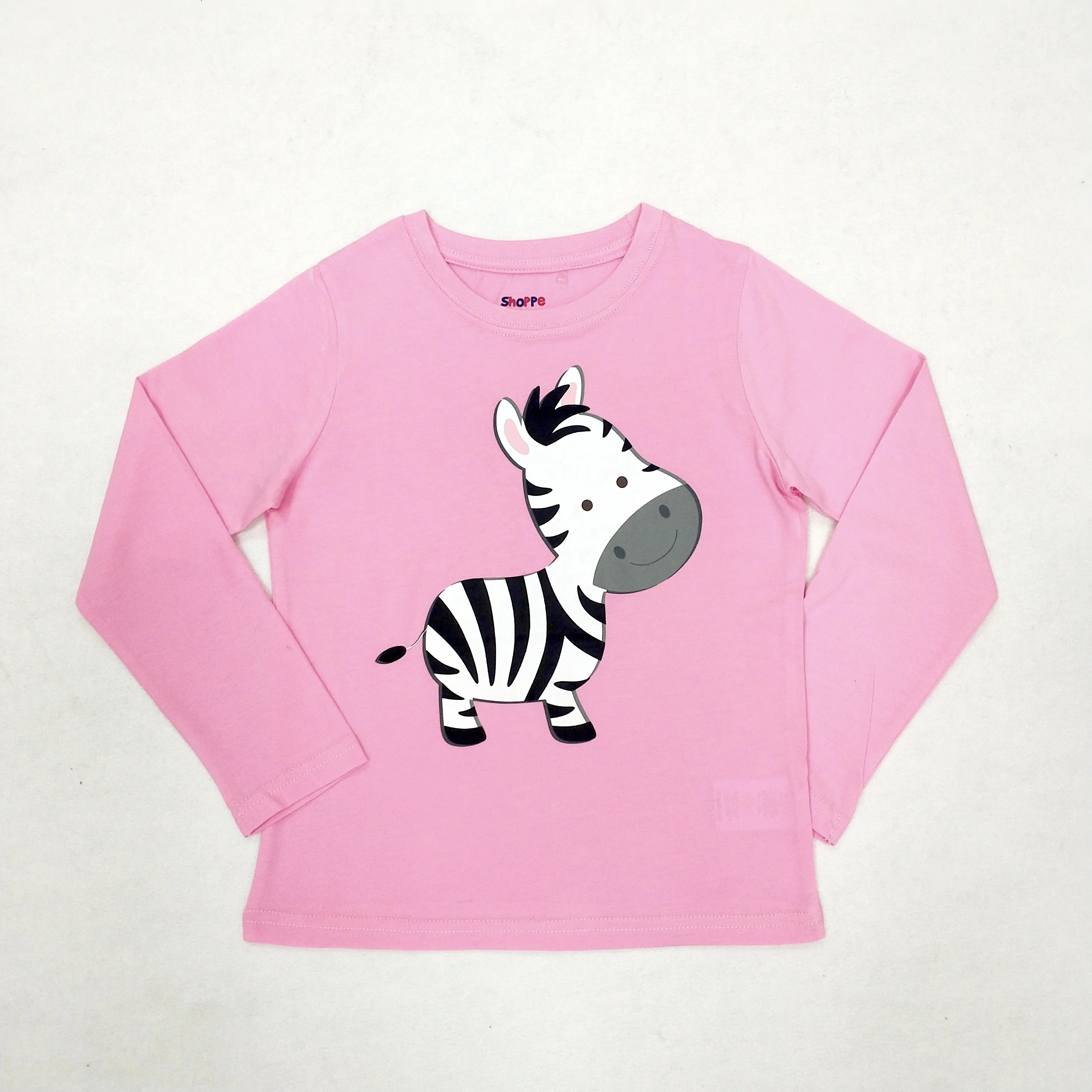 
Hot Sale 100% combed cotton soft hand feel fabric Children Pajamas girls sleepwear set with soft animal print spring and autumn 