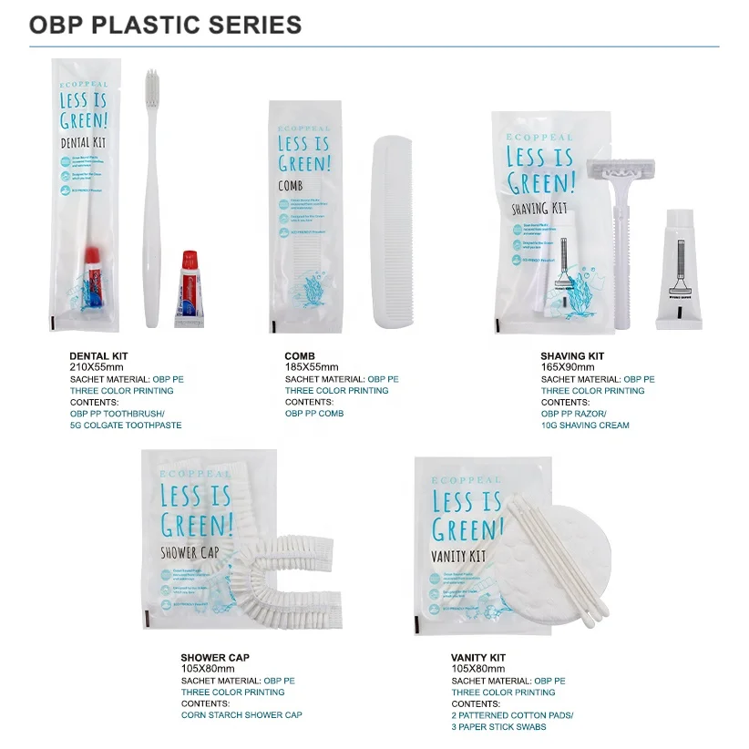 Wholesale 5 Star Luxury recyclable Ocean Bound Plastic Bottles Hotel Toiletries Amenities Set With Shower Gel Lotion Sets