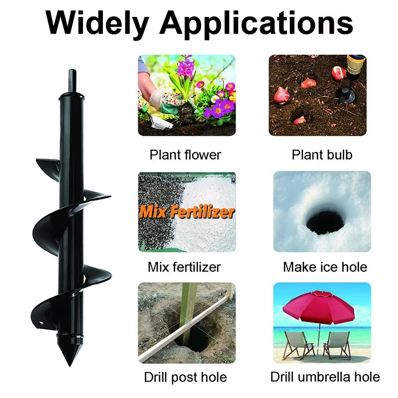 Planter bulb planter tool pole garden auger spiral drill earth heavy duty garden auger drill bit auger drill bit for planting