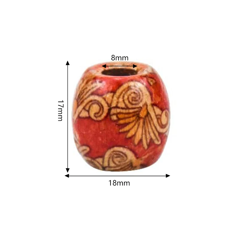 Wholesales 12mm Large Hole Natural Craft Round Colorful Pony Hair Loose Wood Beads for Braids Diy Jewelry