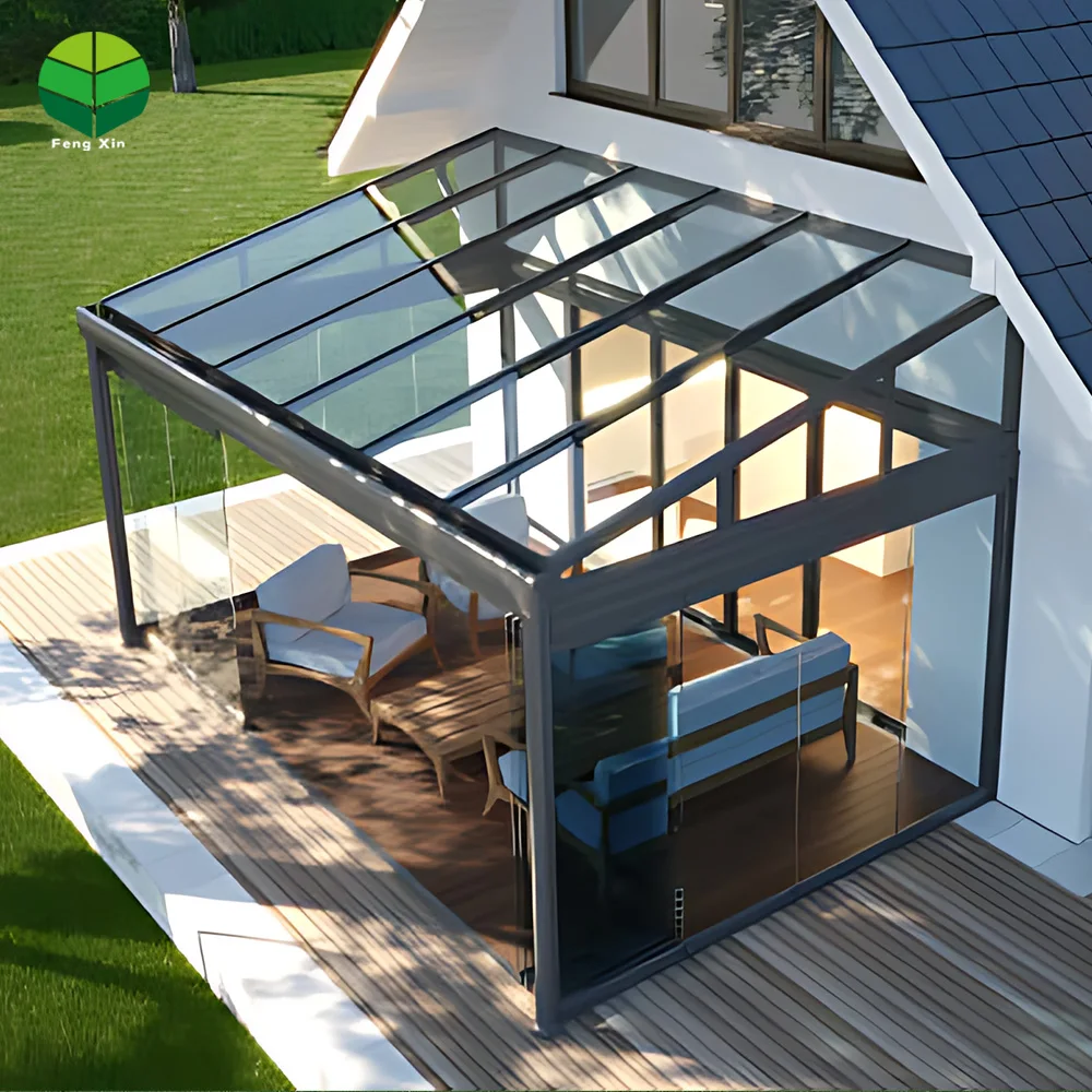 Sunrooms & Glass 0utdoor алюминиевые дома солярий 4 сезона 12X20 современные виллы изоляционное стекло Fengxin Arc 3D модель дизайна