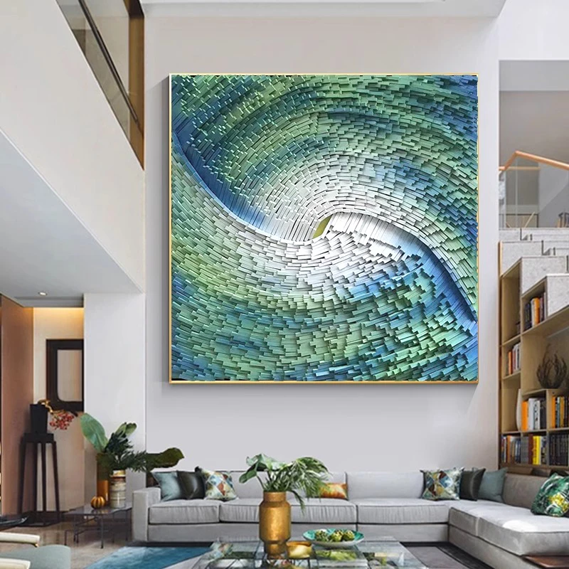 Real three-dimensional painting abstract gradual change modern simple hanging painting designer custom decorative painting