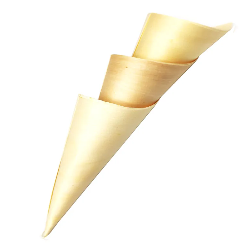 Organic materials pizza waffle ice cream cone packaging disposable food trays bamboo cones wooden sushi boat