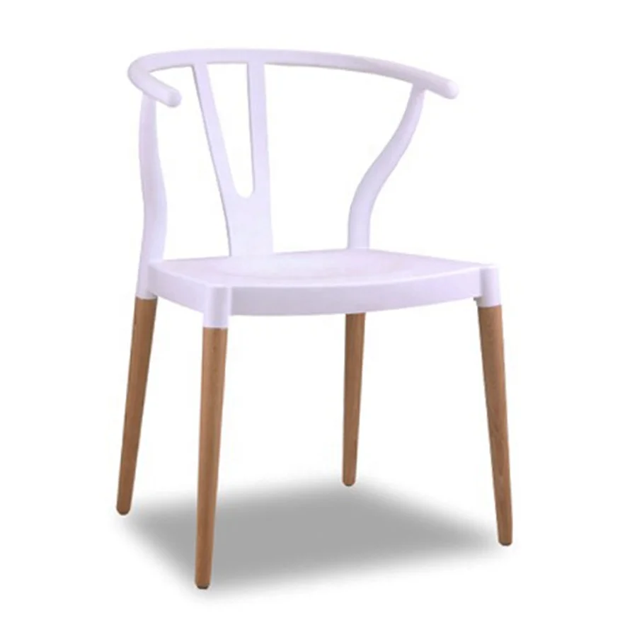 Silla Wishbone for Cafe Kitchen Classic design beech wood leg armrest plastic seat dining chair