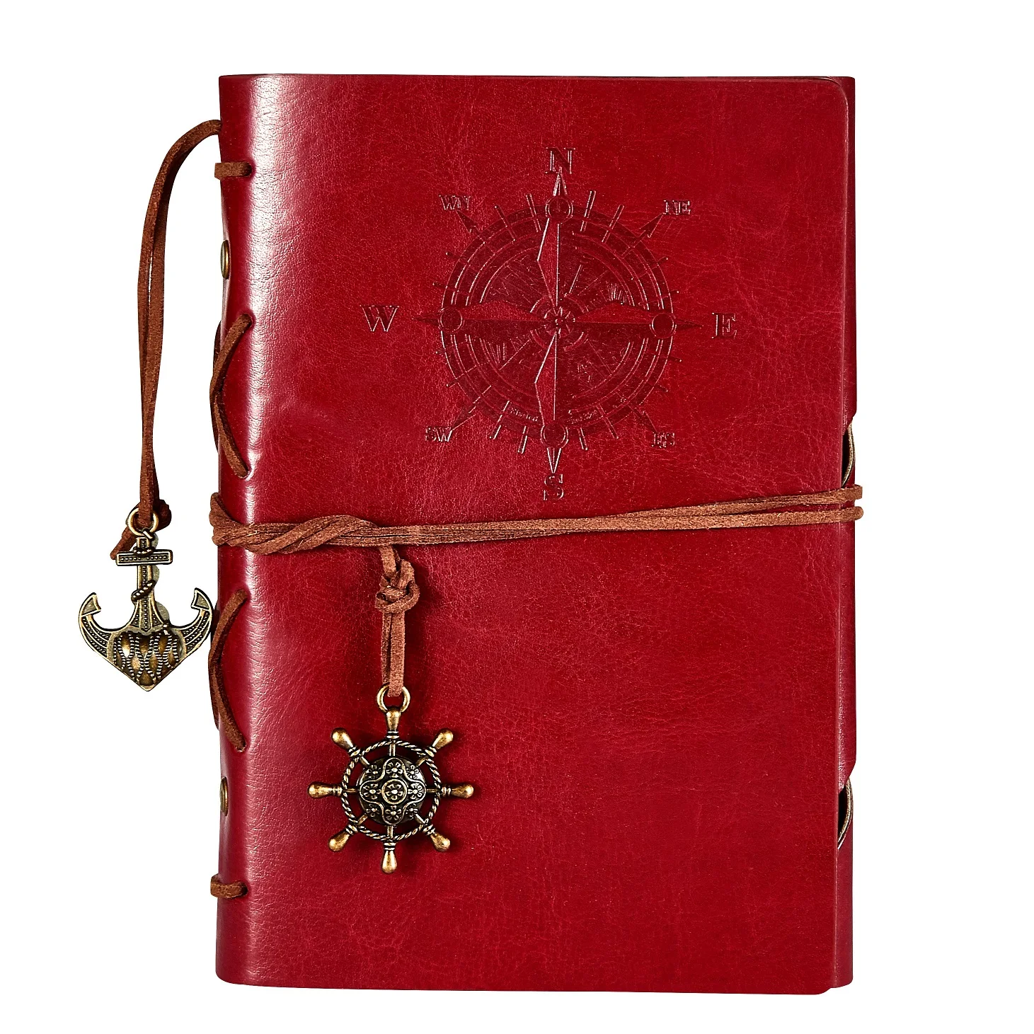 A7 Handmade colorful custom notebook size pu leather notebook with ribbon personal travel journal soft leather diary notebook