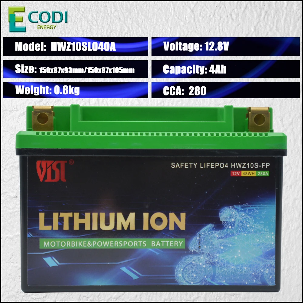 Литиевая батарея для мотоцикла 12 В YTX7A YTZ10S YTX9-BS YTX9 YT12A-BS YT12A 1.6Ah 2Ah 2.5Ah 3Ah 3.5Ah 4Ah 5Ah 7Ah 8Ah 9Ah