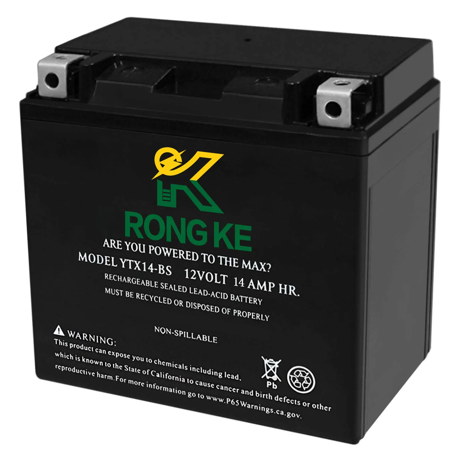 RONGKE Sealed lead acid 12V14AH YTX14-BS Rechargeable Maintenance Free SLA AGM Motorcycle Battery