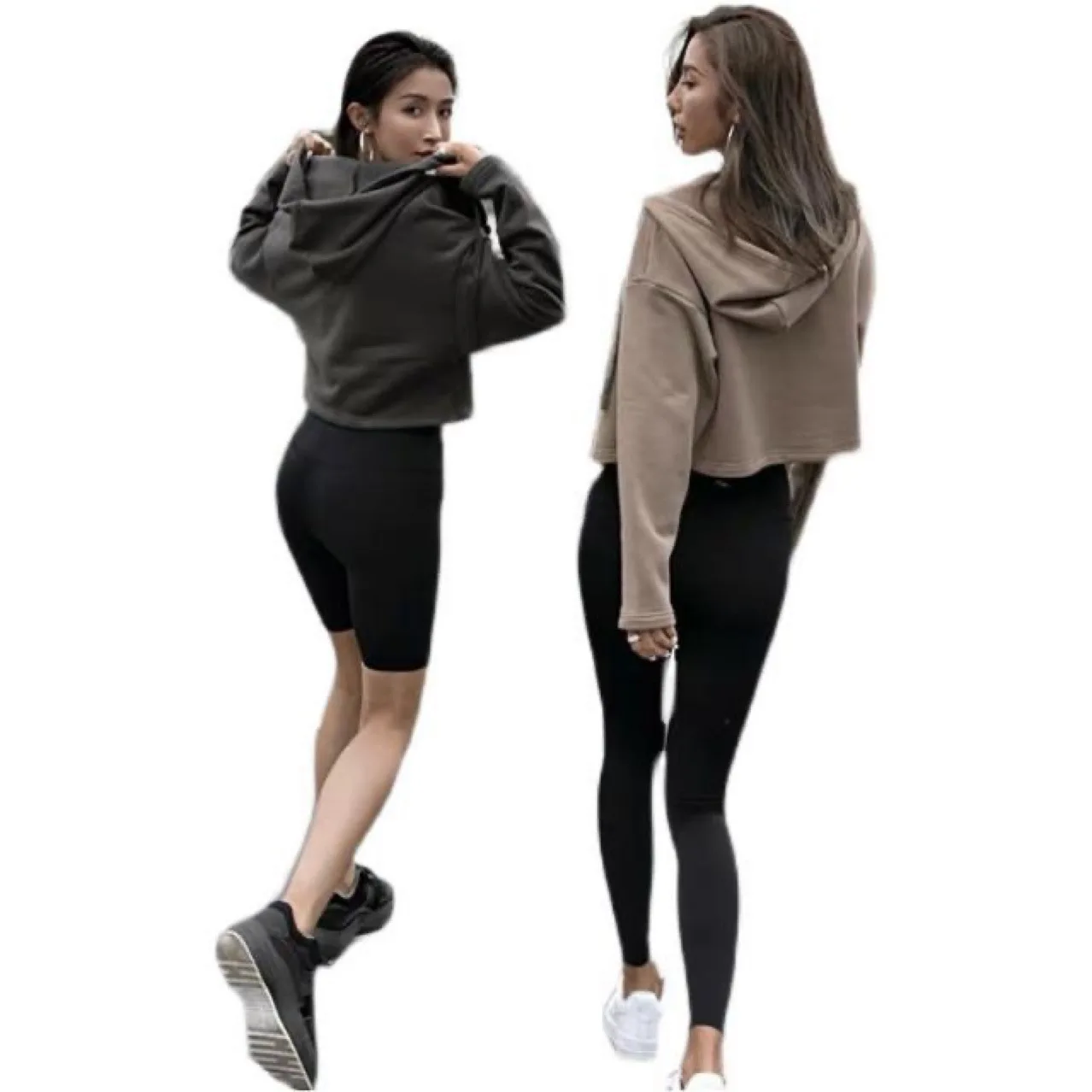 Women Yoga Jackets Long Sleeve Crop Top Sweatshirt Pullover Hoodies With