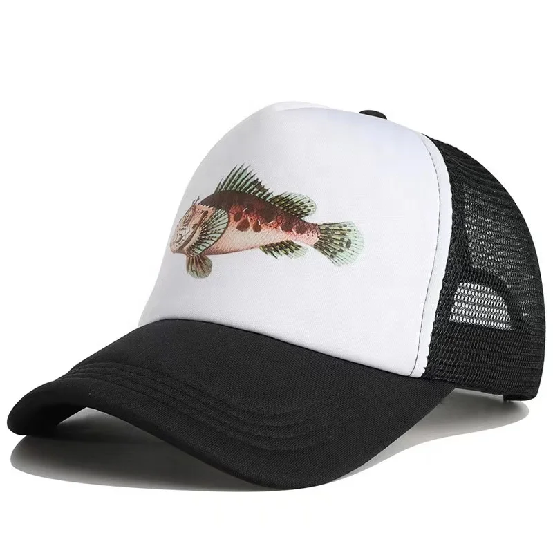 Custom Sublimation Print Foam And Mesh Adults Kids Trucker Cap Fishing 5 Panel Mesh Cap And Hat With Designer Embroidery Logo