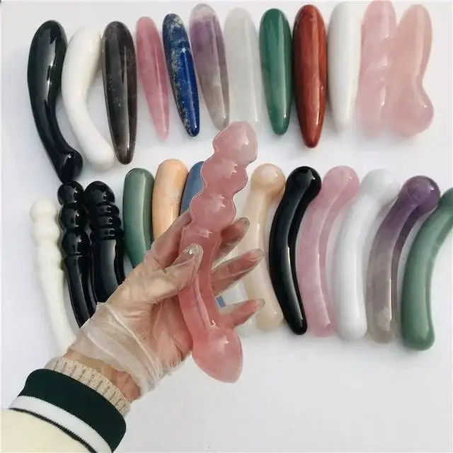 Natural rose quartz crystal dildo masturbation artificial penis for sale