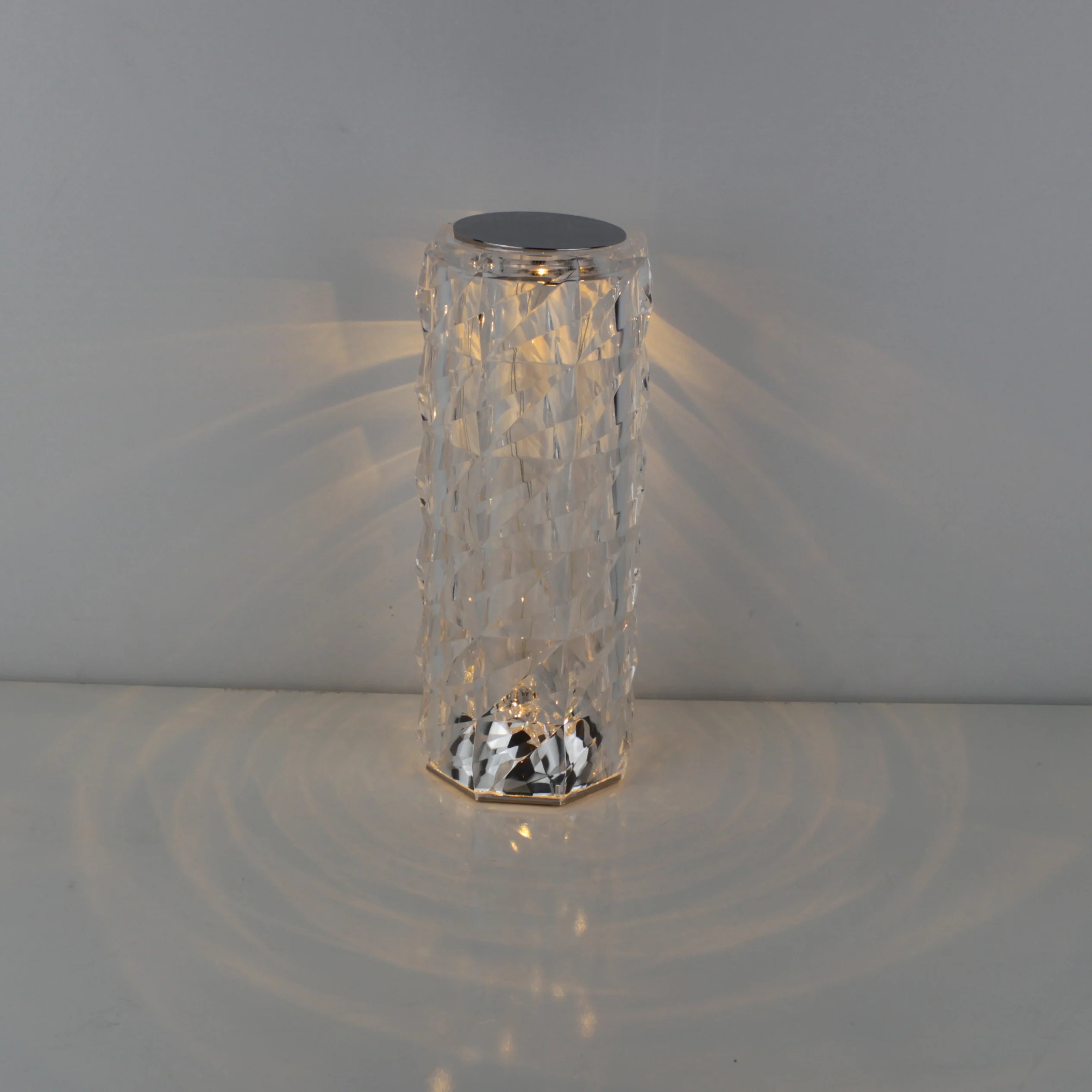Clear crystal touch switch rechargeable battery dimmable RGB small table desktop lamp