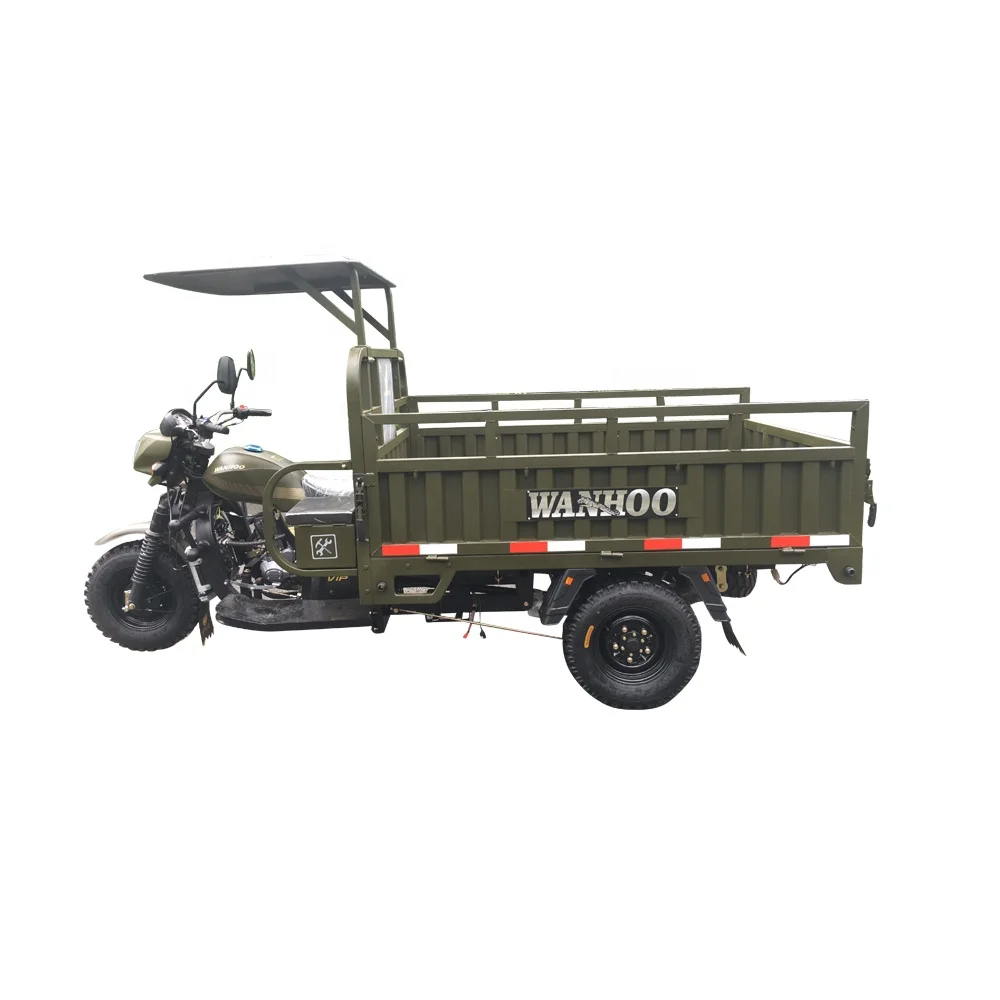 Heavy Duty Transportation 3 Wheeler Vehicle Gasoline Motor Carrier Tricycle with Iron Canopy