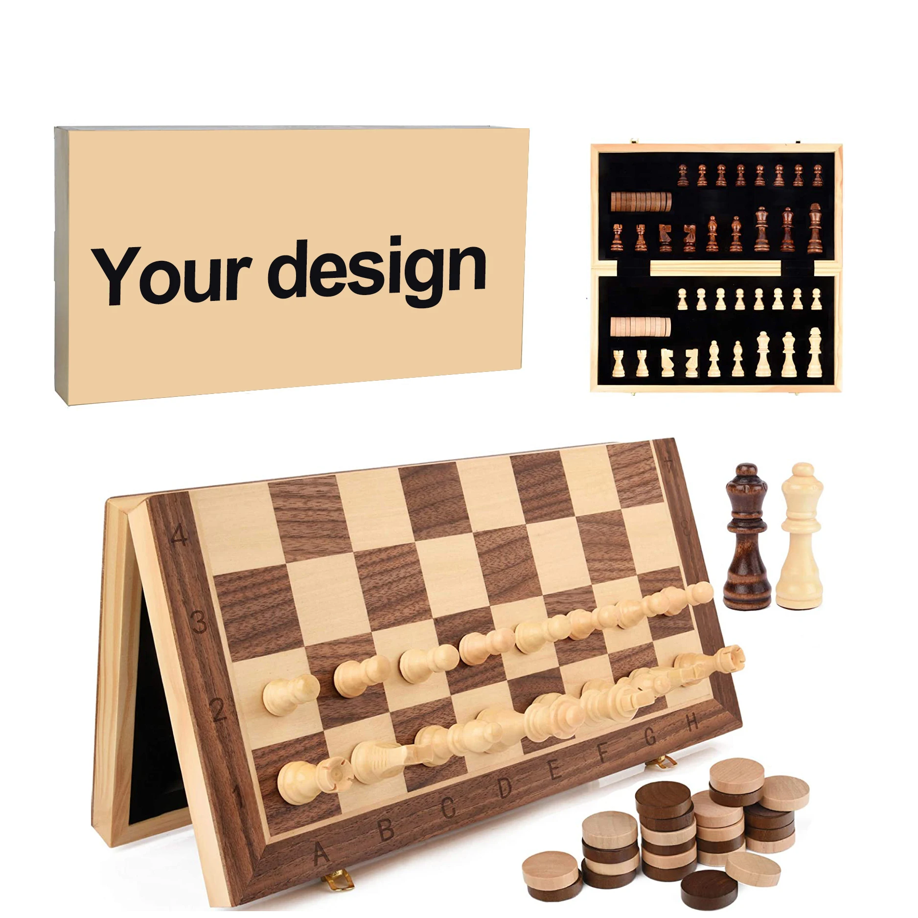 
Premium 15 Inch Folding Universal Standard Magnetic Wooden Chess Board Sets Chess Game 
