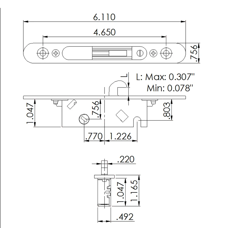 
Sliding Door Mortise Single Point Mortise Adjustable Mortise PM500 