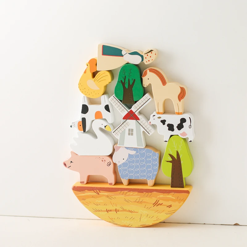 New Selling Stacked Wooden Educational Toys Farm-Balanced Play Set for 2-4 Years Fun Preschool PC Material for Boys