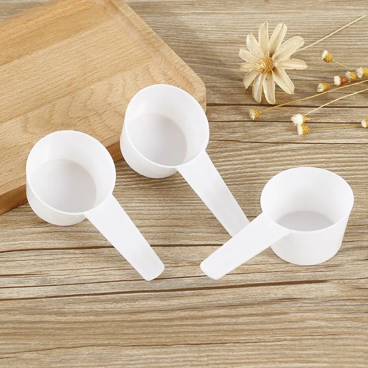 20g 40ml mini white clear plastic pp milk powder coffee tea mask cream round spoon medicine liquid spoon long handle