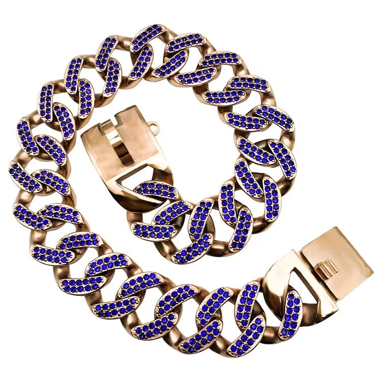 Лидер продаж, модная цепочка для больших пород кубинской собаки, металлический ошейник для тренировок на открытом воздухе из нержавеющей стали с бриллиантами