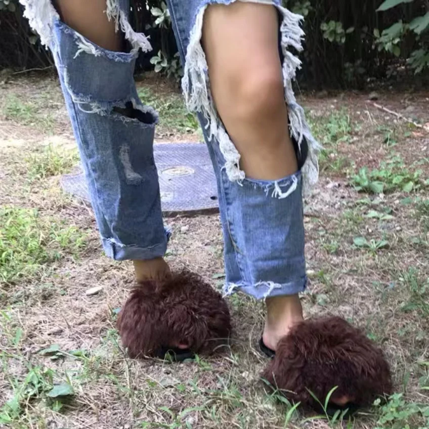 The latest Australian wool fur slippers High quality real fur slippers