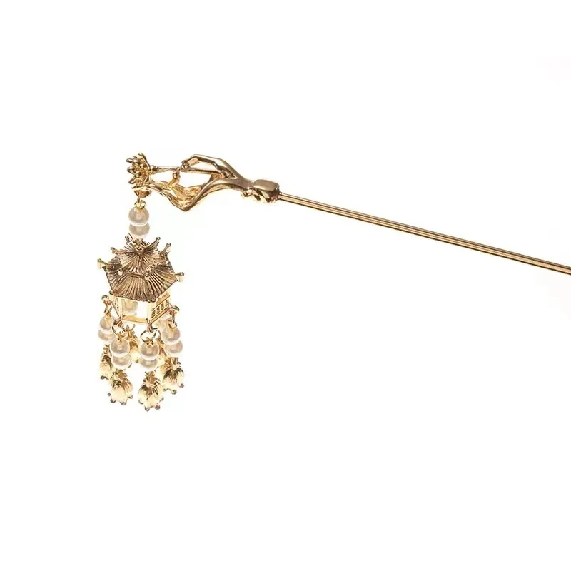 K2565 Chinese Style Pavilion Lantern Tassel Hairpin Luminous Lamp Hairclaw Hair Accessories For Gifts