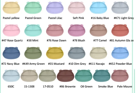 New Launched Safe Divided Suction Plate Bear Animal Kids Suction Silicone Children Dish Food Plate