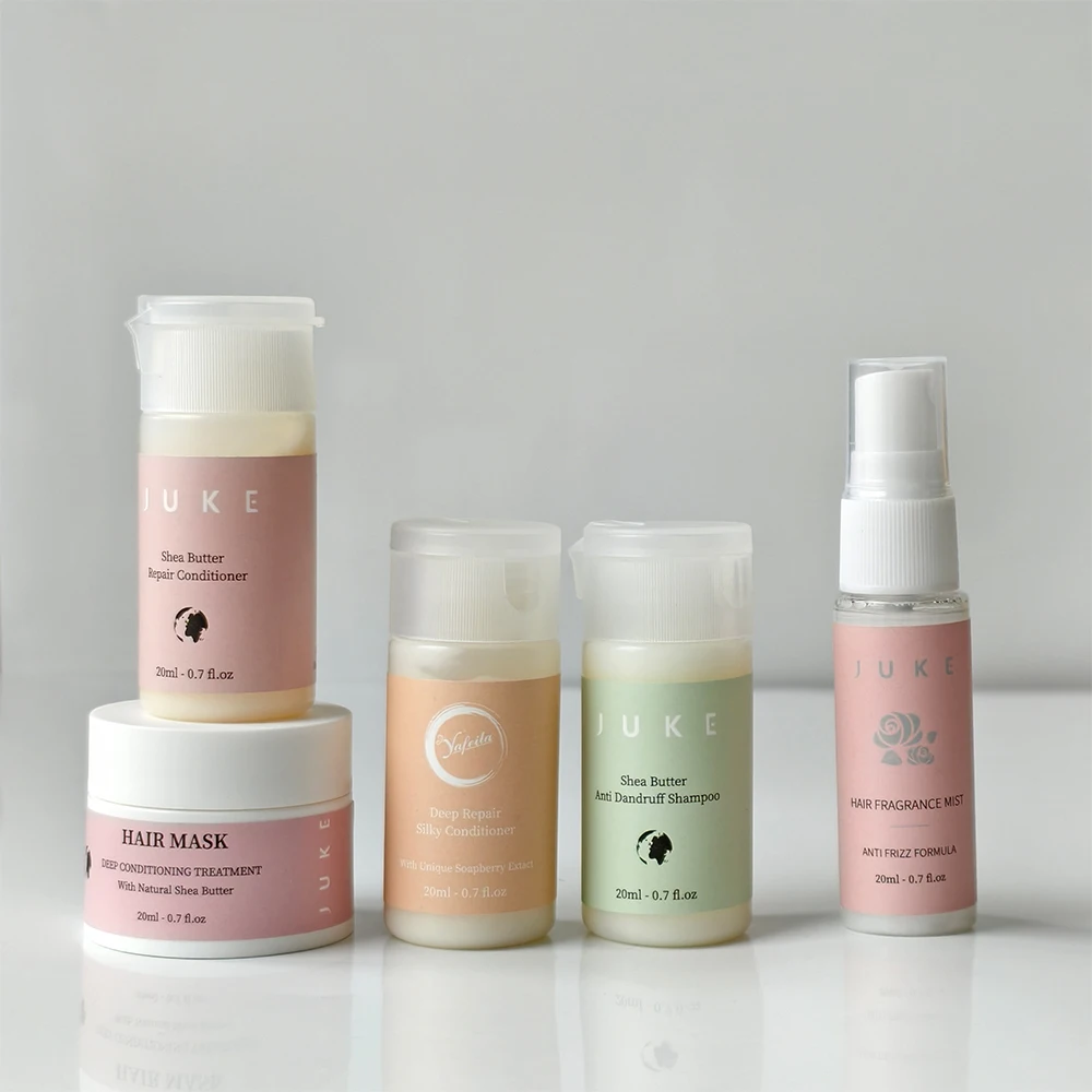 20ml Trial Hair Care Products Juke Shea Butter Wholesale Mini Hotel Shampoo and Conditioner Set Suppliers