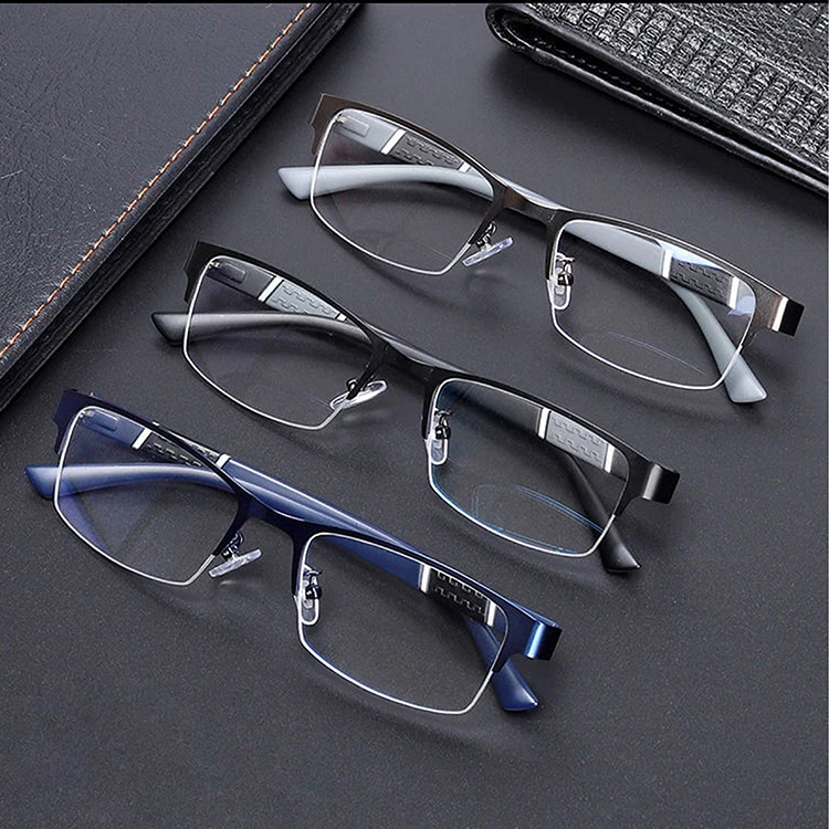 Fashion ultralight half frame computer glasses frames metal men anti blue ray glasses