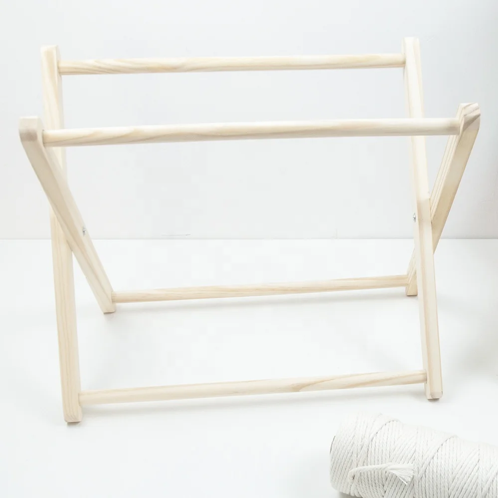 Macrame Magazine wooden  Rack Magazine Holder Storage Basket Standing Rack