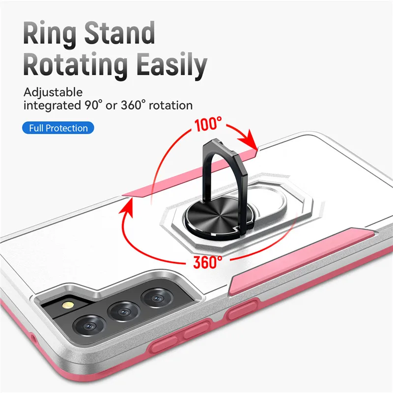 Hybrid Shockproof Phone Case for Samsung Galaxy S20 Plus A50 A30 A51 A71 A12 A32 A52 A72 Note 20 Ultra Armor Ring Holder Cover H