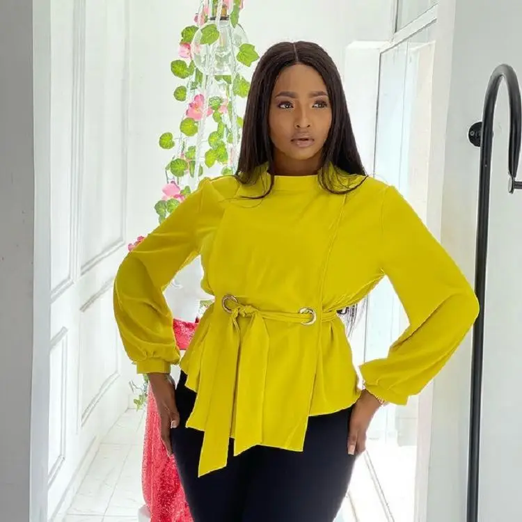 YP Fall New Arrivals Women Clothes Fashion OL Tops Solid Color Lace Slim Large Size Lady Tops Blouse