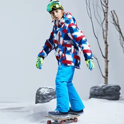 Snowboarding Jacket+Pant Boys Girls Windproof Warm Outdoor Sports Snow Suits Ski Kids Set Winter Jacket Snowboarding