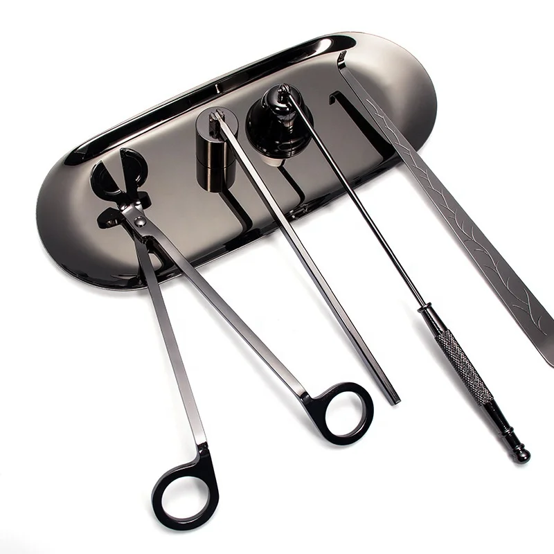 5 in 1 Candle Wicks Trimmer Kit Candle Care Tool Accessory Set Stainless Steel Wicks Scissors Manual Snuffer Extinguisher