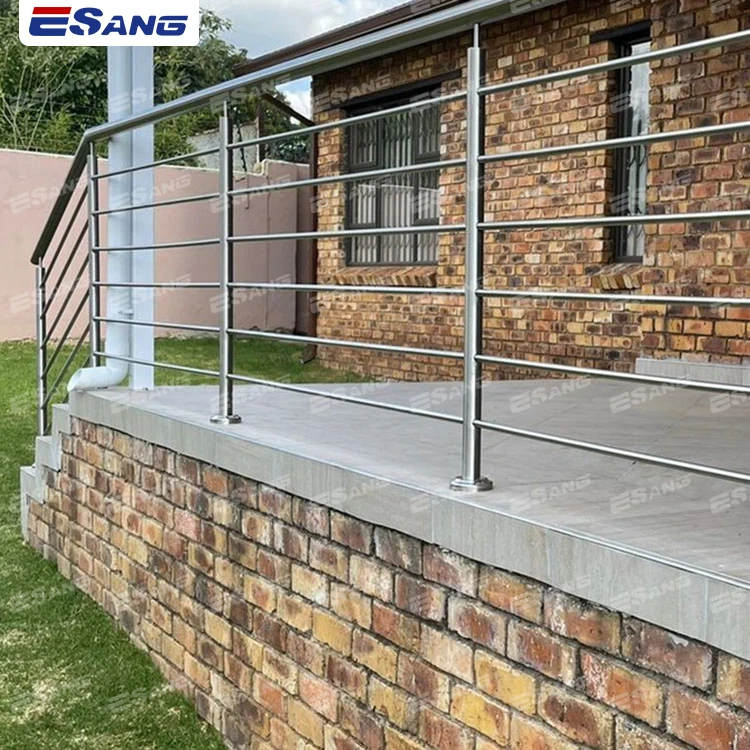 ESANG Outdoor Exterior Stair Railing Design Inox 304 316 Stainless Steel Tubular Handrail Design SS Pipe Railing