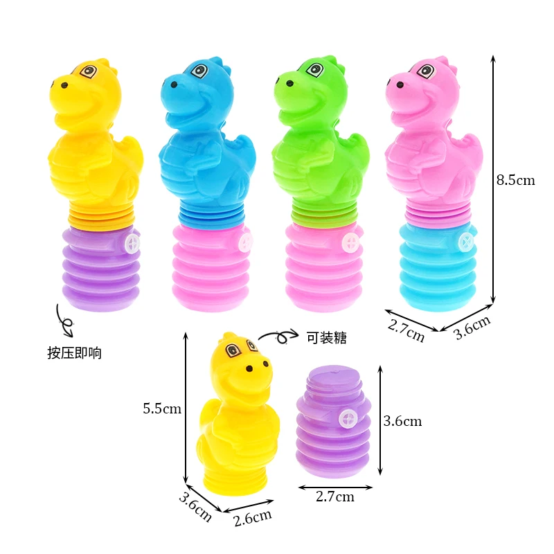 Empty Candy Toy Plastic Dinosaur BB Whistle Container Candy Dispenser Sweet Holder Colorful Promotional Toys