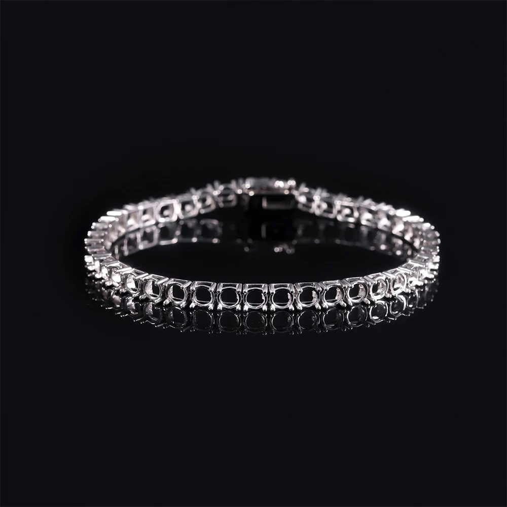Abiding Custom 2mm 3mm 4mm 5mm 6mm 925 Sterling Silver Diamond Tennis Bracelet Mounting Semi Mount Bracelet for DIY Jewelry