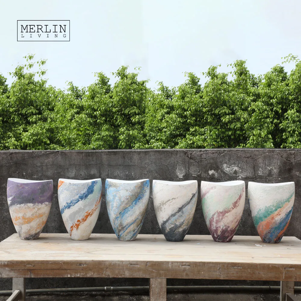 Merlin Living Handpainting Ocean Tall Floor Vase Flower Wedding Big Vase Ceramic Home Decor Chaozhou Ceramics Factory Wholesale